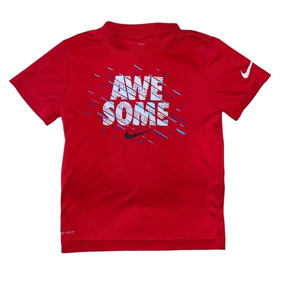 NIKE Dri-Fit Red Awesome Athletic Short Sleeve | Size M - Picture 1 of 3